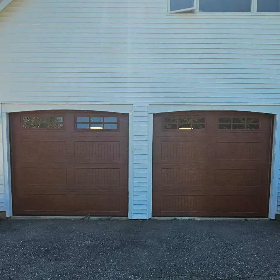 A pair of brown wood-look doors